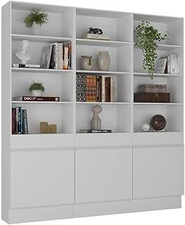 Armário para Escritório e Estante Para Livros 3 Portas Multimóveis Mp7001 Branco