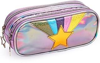 Estojo Escolar Holográfico com Estrela, 2 Compartimentos
