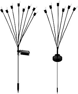 Kit 2 Peças Luminaria de Jardim Com Placa Solar Espeto 8 led Estilo Vagalume
