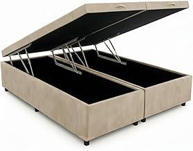 Cama Box Baú Casal Bipartido 69 Blindado Diversas Cores - (138x188x42) (Suede Bege)
