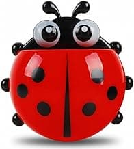 Porta Escova De Dentes Joaninha Infantil Suporte Sem Furos Na Parede Fixado por ventosas Decoração Banheiro Premium (VERMELHO)