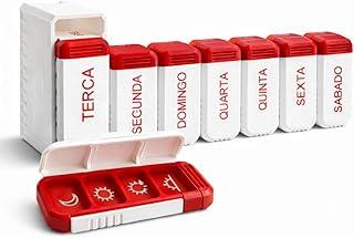 Organizador Semanal de Comprimidos 7 Dias com 3 Compartimentos por Dia – Porta Comprimidos Portátil com Estojo para Viagem, Compartimentos Grandes e Tampa Deslizante Segura