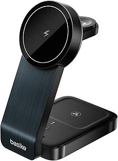 Carregador Sem Fio 3 em 1 15W Dobrável Rápido, Estação Indução Wireless, Compatível com iPhone, iWatch e AirPods, WXC149-preto