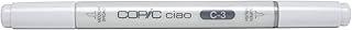 COPIC Marcador CIAO Ponta Dupla Redonda e Chanfrada, Cor C3 Cool Gray 3, 1 unidade