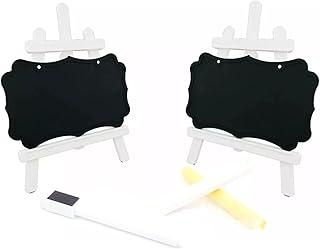 10 Mini Lousa Preta Plástica com Cavalete Plástico para Decoração de Festas, Mimos, Lembrancinhas e Buffet (Branco)