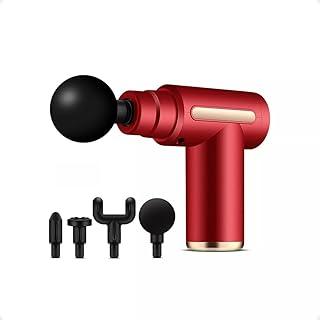 Pistola Massageadora Elétrica Recarregavel para Recuperação Muscular e Alívio de Tensão com Cabeçotes Intercambiáveis e Velocidades Ajustáveis (Vermelho)