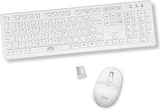 Kit Teclado e Mouse Sem Fio Branco 1.600 DPI com Dongle USB Wireless, Full Size 107 teclas, Membrana, Digitação Macia Silenciosa Compatível com PC Mac Notebook