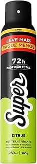 Desodorante Antitranspirante Super 72h Protecao Total Citrus Acao Calmante e Hidratacao 0% Aluminio Sem Parabenos Leve+ Pague- 250ml Cimed com 25.01% de desconto por R$ 22,49 na amazon
