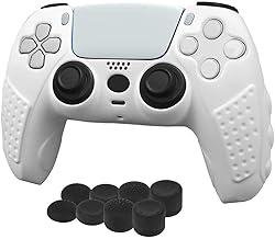 A capa protetora de silicone TwiHill é adequada para PS5, acessórios PS5 antiderrapantes (Branco - 1 Pcs)