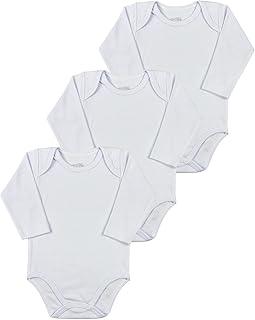 Kit 3 Body Bebê Suedine Manga Longa Básico - Branco