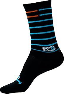 Meia de Ciclismo Márcio May Preta com Listras Azul