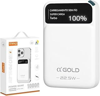 Power Bank Indução 10000 mAh, Carregador Portátil Turbo 20W, Cabo Tipo C e iPhone Embutido, Botão Liga e Desliga, Entrada USB e Tipo C, Tecnologia Power Delivery, Carregamento Super Rápido