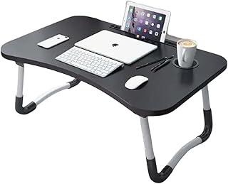 Mesa Portátil Dobrável para Notebook com Porta Copo Suporte para Tablet Em MDF e Alumínio Cama Sofá Viagem Home Office Conforto Ergonomia (Preto)