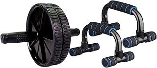 Kit Ginastica Rolinho De Abdominal + Suporte Pra Flexão BRN FITNESS, Treino Musculação Abdomen Lombar Peito Braço