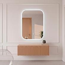 Espelho Decorativo de Parede Orgânico com Led Mod Retangular 55x75 para Sala Quarto Banheiro Hall (Led Quente)