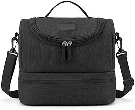 Lancheira Térmica com Alça 2 Compartimentos - Bolsa Térmica para Marmita e Lanches, Interior em Alumínio - Lancheira Portátil para Trabalho, Escola, Academia e Passeios - Leal (Preto)
