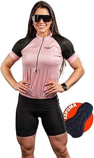 Kit de Ciclismo Feminino Camisa e Bermuda Com Forro em Espuma
