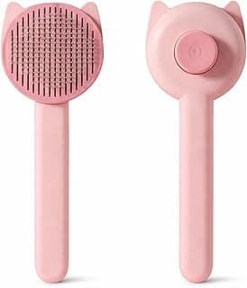 ESCOVA INTELIGENTE TIRA PELOS CÃES E GATOS REMOVEDORA DE SUBPELO AUTOLIMPANTE PET PROFISSIONAL ERGONÔMICA (Rosa)