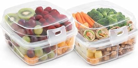 Kit 2 Lancheiras Dupla Com Divisórias Recipiente Para Alimentos Lanche e Refeições Marmita Dupla Infantil Transparente