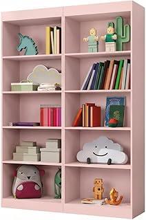 Kit 2 Estantes Livreiro Office Multiuso 8 Prateleiras Rose J&A