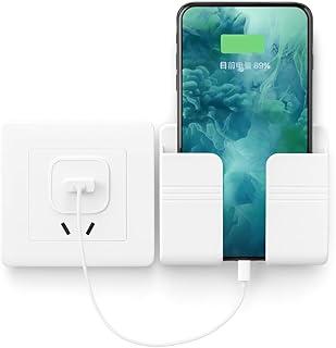 Suporte Multiuso de Parede para Celular e Controle Remoto, Adesivo, Sem Furo, Plástico ABS, Preto, Retangular, Rotação 360 Graus