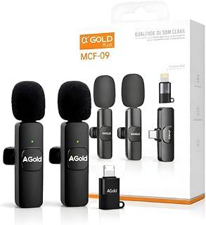 Microfone de Lapela Sem Fio USB-C Duplo para Celular, Kit 2 Microfones com Redução de Ruído, Plug & Play, Ideal para Gravação de Vídeos, Lives, Podcast e Entrevistas