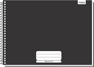 Kit de Cadernos de Desenho, Tamoio, Universitário, Capa Dura, Meia Pauta, Liso Preto, 96 Folhas, Pacote com 4