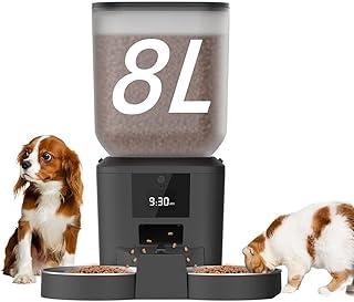 8L Grande Capacidade Dispenser Racao Automatico, Comedouro Automatico Duplo Cães, Alimentador de Gatos a Pilhas, com Temporizador, até 50 Porções, 6 Refeições por dia, Mantém os Alimentos Frescos