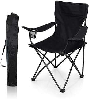 Cadeira Camping Dobrável Portátil Resistente 120 kg Estrutura Metálica com Bolsa de Transporte para Praia Pesca Jardim