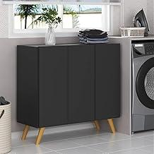 Armário Lavanderia Retrô com 3 Portas 90 cm Multimóveis Mp5033 Preto/natural