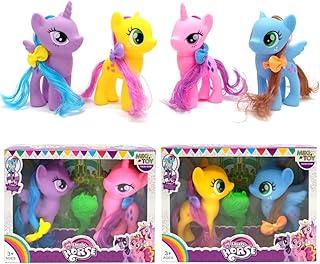 Kit 4 Minha Pequena Pônei de Vinil Poney com Crina e Rabinho Bonecos Pequenos para Meninas