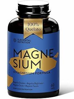 Magnésio four 350mg - Dimalato - Bisglisinato - Taurato - Citrato - ELEMENTAL Nutrition (Novo Rotulo)