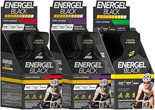 Potência Completa para Seu Treino 3 Kits Energel Black (10 sachês cada) com Cafeína, Waxy Maize, Whey Protein e BCAA Sabores Explosivos: Frutas Vermelhas,Laranja com Acerola e Guaraná com Açaí