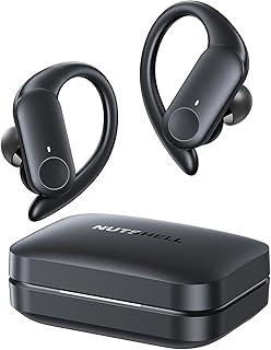 NS18 Fones de Ouvido Bluetooth para Treino - 12 Horas de Bateria, À Prova de Suor, App Personalizável, Drivers de 13mm com Graves Potentes, Microfone para Chamadas Claras (Preto)