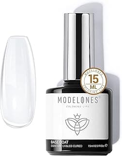 modelones Gel Nail Polish Base Coat, 2025 Upgraded Formula Clear High Glossy Gel Base coat Soak Off Long-Lasting DIY Home Salon Nail Art 15ml com 10% de desconto por R$ 35,99 na amazon