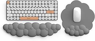 Kit 2 Apoio de Pulso Nuvem, Mouse Pad Ergonomico, Apoio de Pulso,com Base PU Antiderrapante, Tapete de Mesa para Computador, Jogos, Computador,EscritóRio (Cinza)