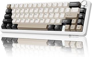 ATTACK SHARK X66 Teclado mecânico sem fio para jogos com botão, USB-C/BT5.0/2.4G Tri-Mode,com articulação montada,60% RGB,66 teclas, keycap PBT,hot-swappable Strawberry Switch(Branco Queijo)