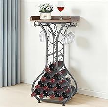Mini Rack de Armazenamento de Vinho de Bancada, Rack de Vinho Piso Independente Armazenamento de Vinho14 Garrafas, Racks de Vinhos Independente de 8 Níveis com Suporte para Copo, Aparador Bar Retrô