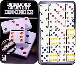 Domino Genérico Jogo de 28 Peças com Estojo em Metal Profissional Portátil Osso Passatempo para Crianças, Adultos e Idosos