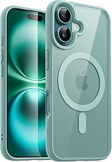 JETech Capa Magnética para iPhone 16 6,1 Polegadas Compatível com MagSafe, Case à Prova de Choque, Moldura de TPU Fosco Cor Sólida, Capinha Parte Traseira Claro Antirriscos (Azul Verde)