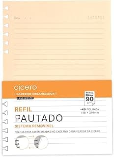 Refil Caderno Organizador 40 Fls Pólen 90G Pautado A5, Cicero