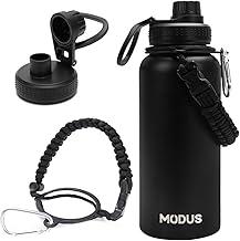 Garrafa Térmica De Água Isolada 1000ml Quente & Frio De Aço Inox Com Alça (Preto)