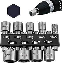 Kit 9 Soquetes Canhão Sextavados Profissional | Aço de Alta Resistência, 5-13mm | Encaixe 1/4" Para Parafusadeira Bits