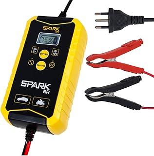 Carregador Automotivo Bateria Inteligente Portátil 6V/12V 150AH Display Digital Avançado Multifuncional Indicador Inteligente Spark BR Proteção Carro Moto Carregamento Automático Botão Reparo Bivolt