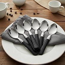 Kit 6 Colheres de Sobremesa Inox com Cabo Preto Anatômico – Design Contemporâneo, Fácil Limpeza e Alta Durabilidade