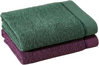 Kit 2 Toalha de Banhão Eleganz 100% Algodão 500g/m² Super Macia, Alta Absorção, Tamanho Grande 72x150cm (Purpura - Verde)
