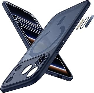 JETech Capa Magnética para iPhone 17 Pro 6,3 Polegadas Compatível com MagSafe, Case Fina com Botão de Controle de Câmera Integrado, Parte Traseira Translúcida Fosca (Azul Escuro)