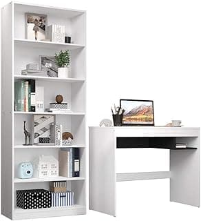 Escrivaninha Madesa Rubi + Estante Livreiro 6908 - Branco com 15% de desconto por R$ 467,49 na amazon