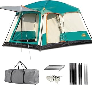 New Hawaii Barraca Extragrande para 10-14 Pessoas, 2 Quartos, 3 Portas e 3 Janelas, Dupla Camada Impermeável no Topo(Verde)