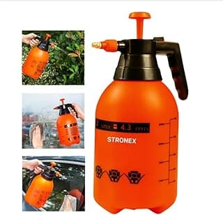 Pulverizador Profissional Manual, Laranja, 2 Litros, com Pressão Prévia, Bico Ajustável, para Jardim, Limpeza de Carro, Janelas e Irrigação